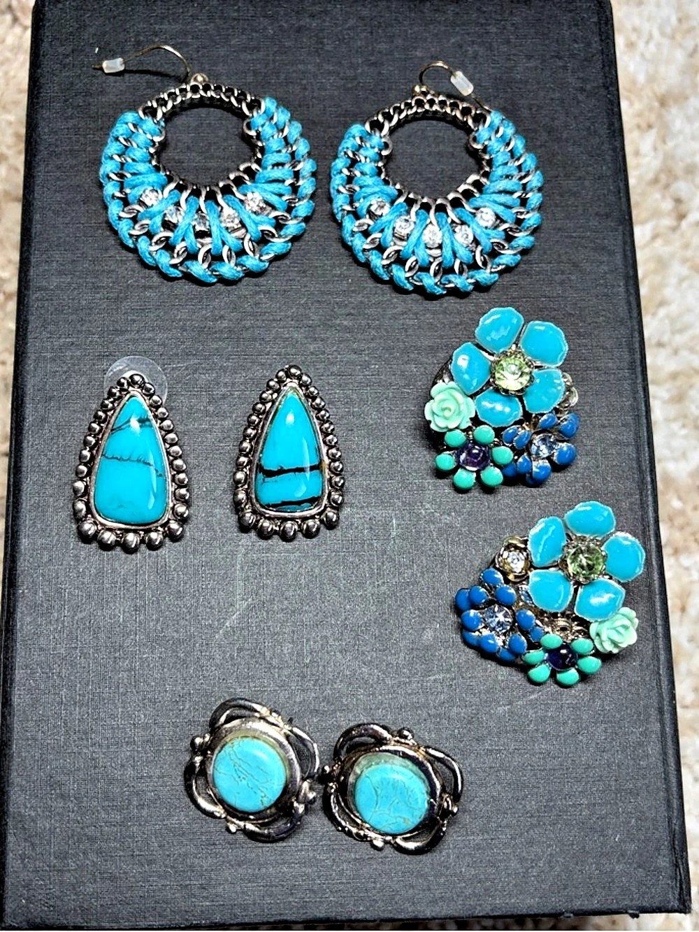 Turquoise Statement Earrings Set-costume jewelry